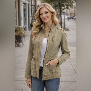 Lucky Brand Women’s Army Green Utility Jacket Size XS Military Lightweight Olive